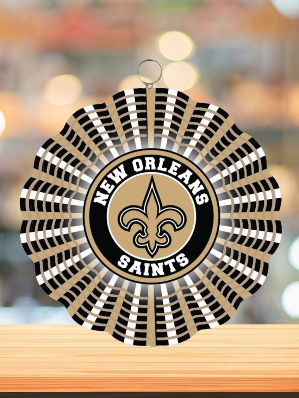 Handmade New Orleans Saints Inspired 8in Round 3D Wind Spinner